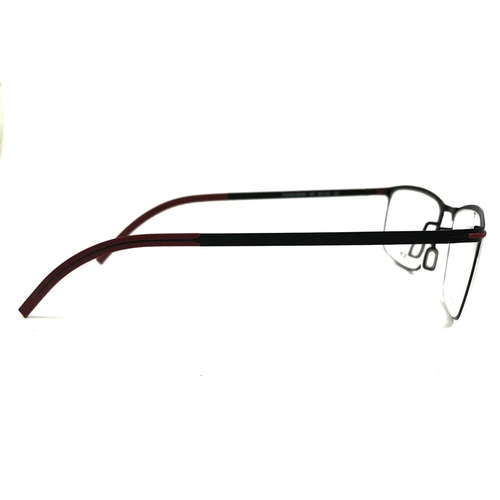 Flexon Eyeglasses Frames B2006 001 Black Red Rectangle Full Rim 52-20-145